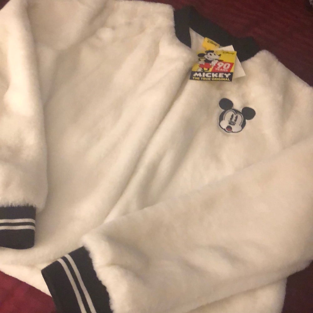 NWT DISNEY Mickey Mouse faux fur open cardigan-S